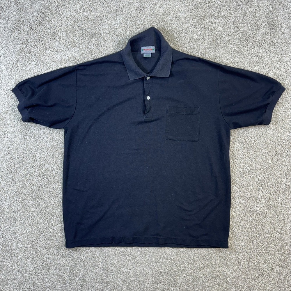 McGregor Mens Vintage 90s Black Short Sleeve Pocket Polo Shirt Large 3733